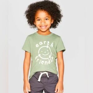 Cat & Jack™ Short Sleeve Olive & White Earth Friendly Graphic T-Shirt. Size 5T.